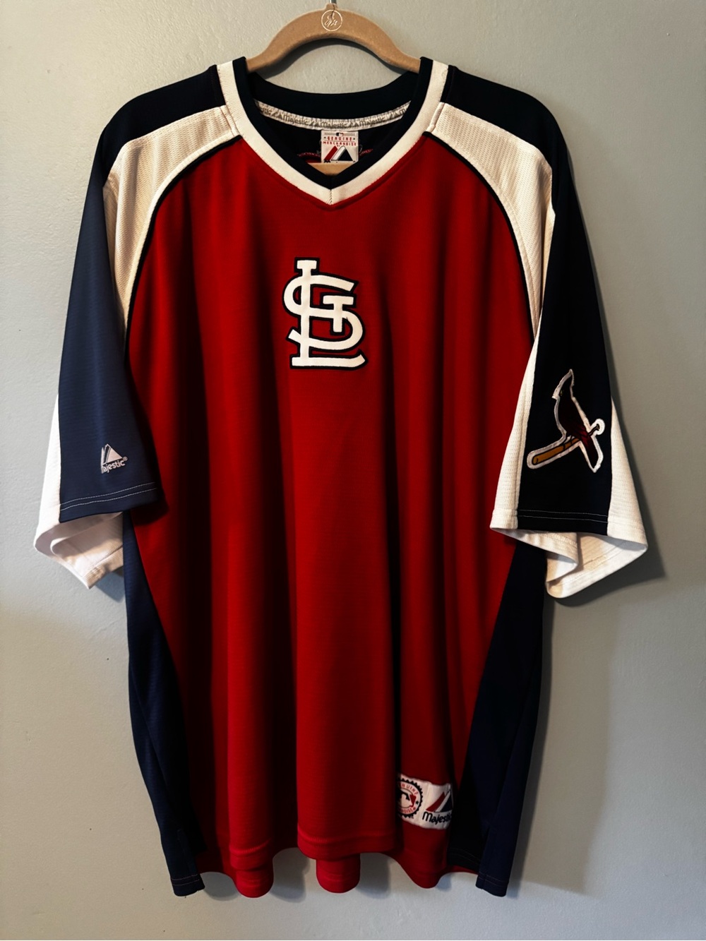 Majestic Men's St. Louis Cardinals Red with Navy & White Jersey
